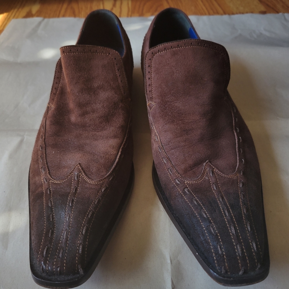 Mark Nason Rock Never Dies Brown Leather Suede Slip On Loafers Men's Shoes